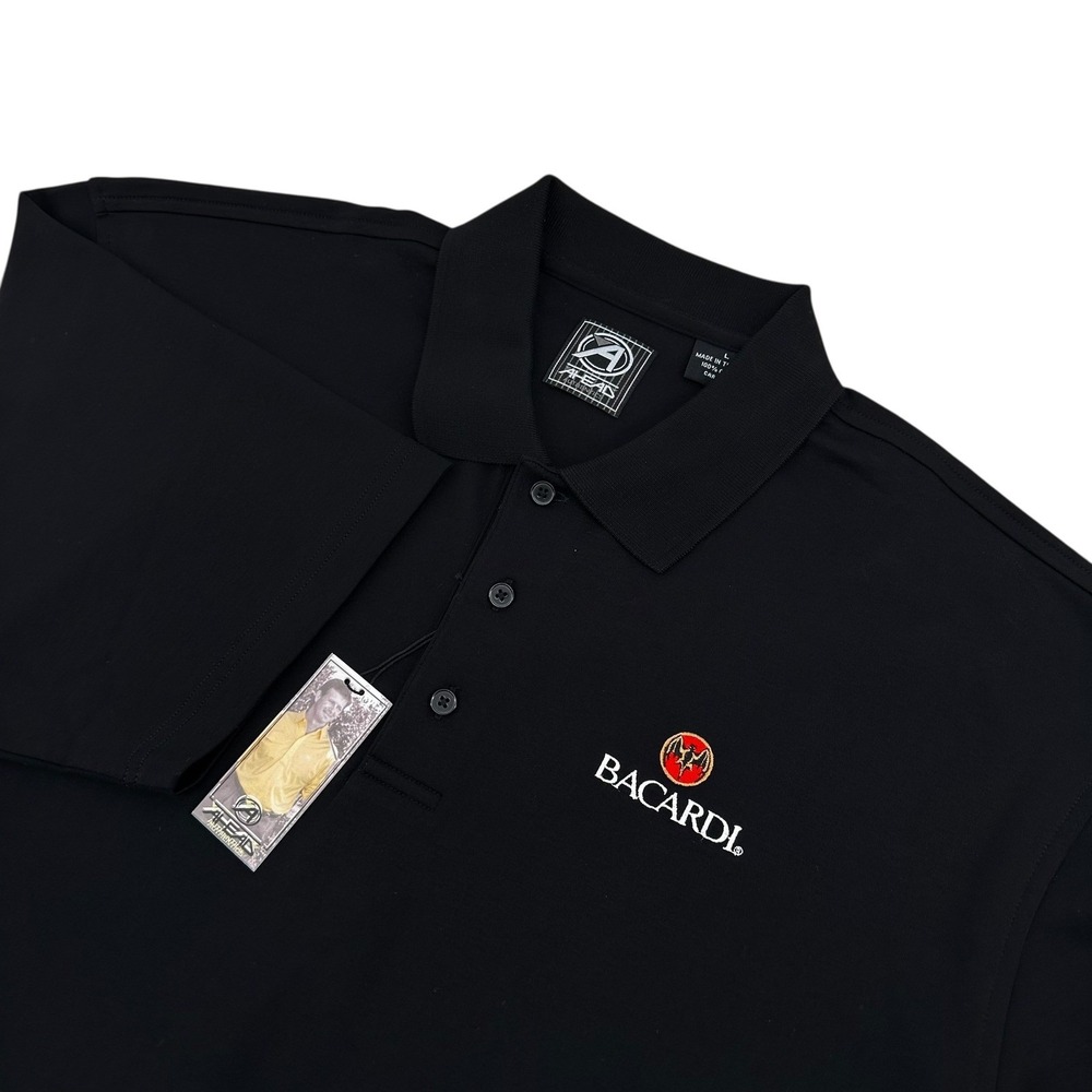 AHead Authentics Mens‎ Large BACARDI Rum Black Golf Polo Shirt 100% Cotton NWT